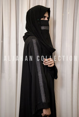 Nida Fabric with Silver Metallic Lace & Black Stone Detailing D-1515