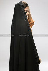 Elegant Black Chaddar with Stone Work by Aljahan D-1087