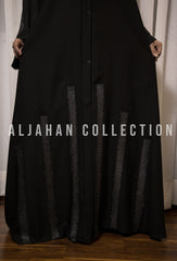 Nida Fabric with Silver Metallic Lace & Black Stone Detailing D-1515