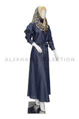 Denim Sherwani Collar Coat Abaya
