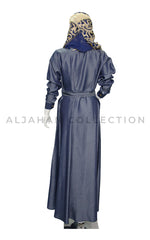 Denim Sherwani Collar Coat Abaya