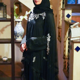 Chiffon Silver Embroidered Abaya with Inner