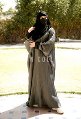 Panelled Pleated Front-Close Abaya
